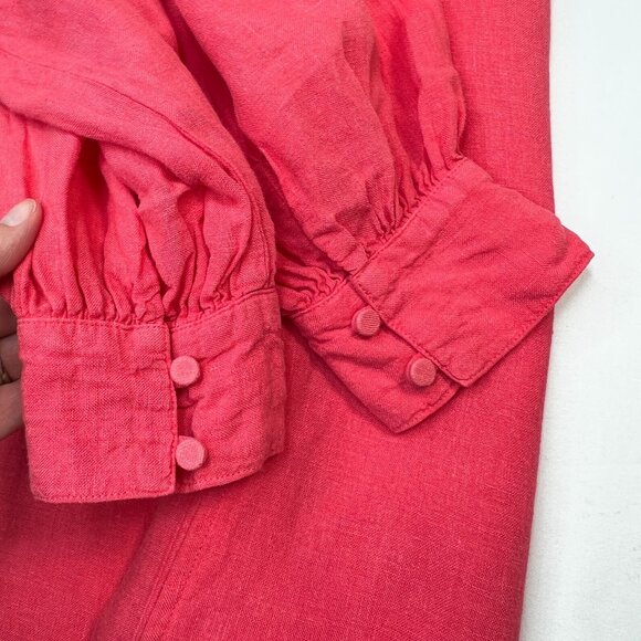 J Mclaughlin Nylee Linen Mini Dress 3/4 sleeve Pockets Coral Rose Pink Small - Picture 10 of 12